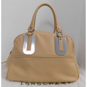 Longchamp Natural Beige Leather‎ X-Large Duffle Satchel Bag